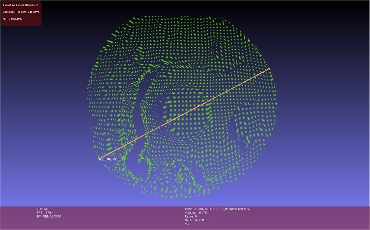 测量实例点云的直径